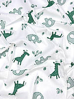 Пелюшка ситцева легка Зелені слоники #4 110*100 cм Mommy Bag