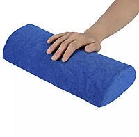Подлокотник в форме полукруга (подушка, подставка) для рук + съемный флисовый чехол Синий