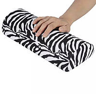 Подлокотник в форме полукруга (подушка, подставка) для рук + съемный флисовый чехол Зебра чёрный+белый