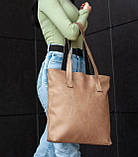 Жіноча сумка-шопер CLASSIC ПІСОК бежева на плече з екошкіри містка SG, фото 4