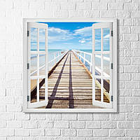 Вигляд з вікна на Мальдіви Картина з видом на море Вигляд з вікна на пристань Картина вікно з краєвидом Полотно