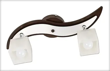 Стельовий світильник з 2 плафонами на шарнірах для кухні спальні дитячої коридору гардеробної Зоряна/2 коричнево-біла