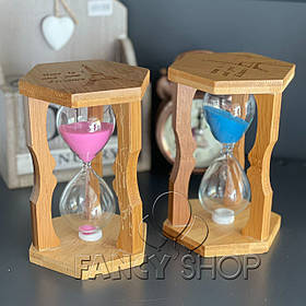 Пісочний годинник деревяний "10 хвилин" шестикутник, 14*9 см, Песочные часы деревянные "10 минут"