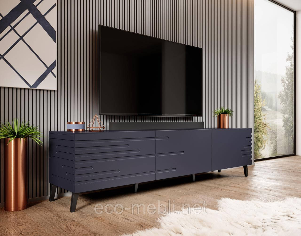 Тумба 3Д для ТВ RTV Nova гранатовий матовий Cama meble, фото 1