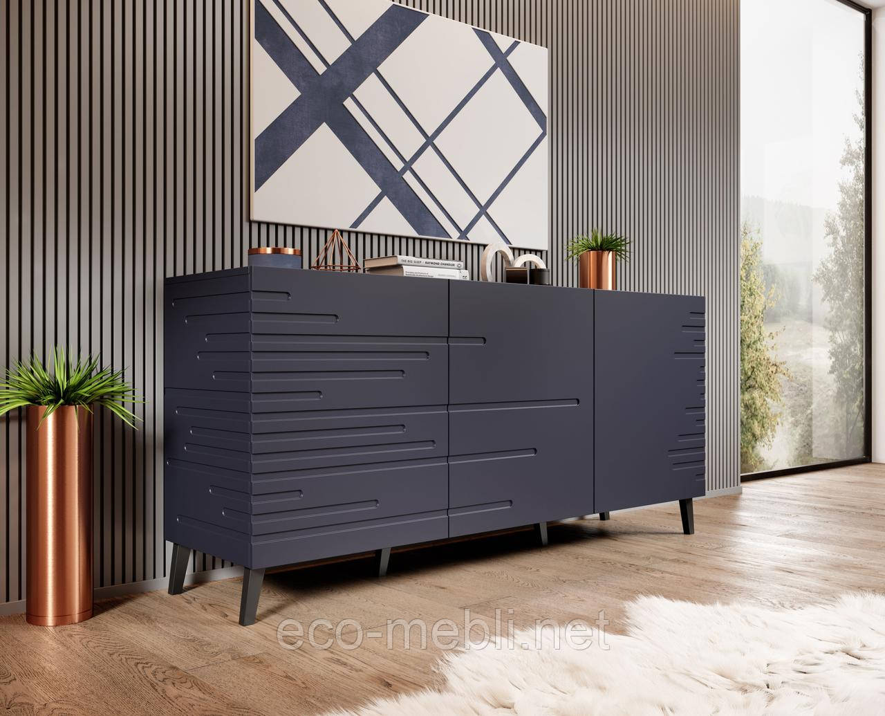 Комод 3Д у вітальню, спальню Nova гранатовий матовий Cama meble