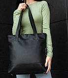Жіноча сумка-шопер GHOST ПІР'Я чорна з малюнком на плече з екошкіри містка SG, фото 5