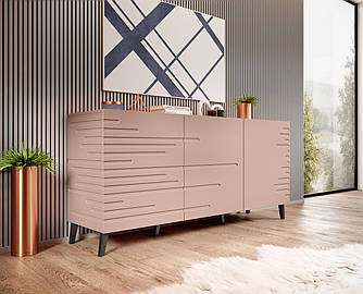 Комод 3Д у вітальню, спальню Nova рожевий матовий Cama meble