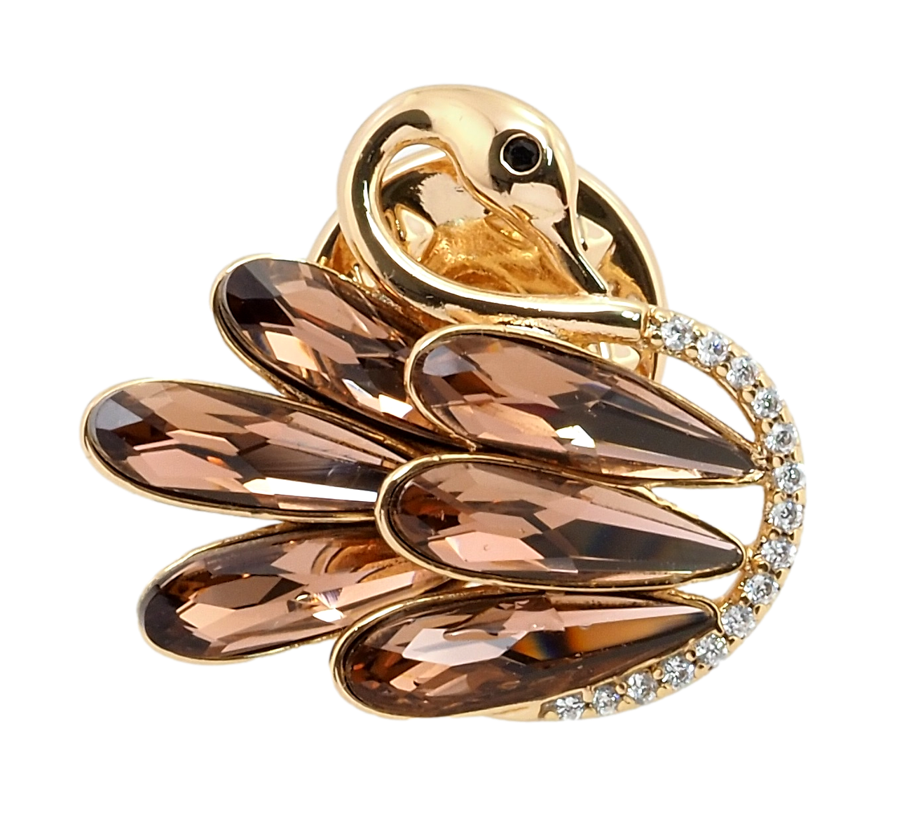 Брошка Xuping колір 18K із кристалами Swarovski "Лебідь із кристалами Blush Rose"