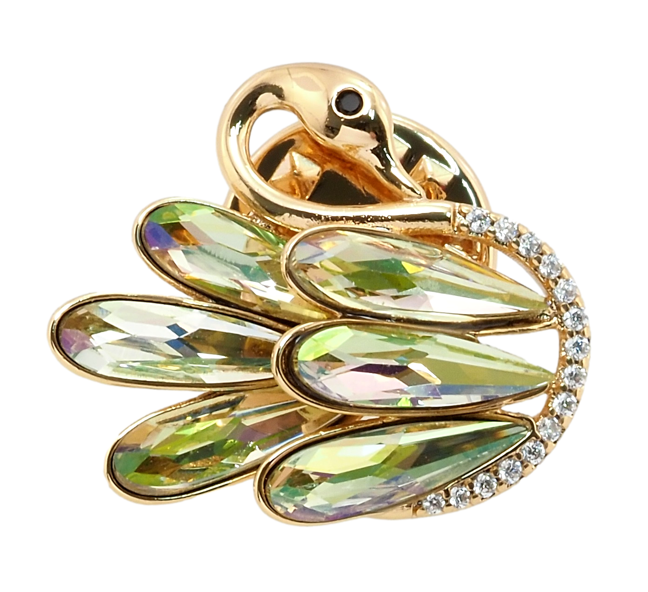 Брошка Xuping колір 18K із кристалами Swarovski "Лебідь із кристалами Vitrail Light"