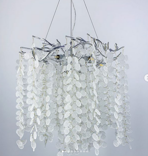 ПІДВІСНА ЛЮСТРА З ІМІТАЦІЄЮ ФЛОРИСТИЧНИХ МОТИВІВ В КОРПУСІ СРІБНОГО КОЛЬОРУ MD 9086 CH, фото 1