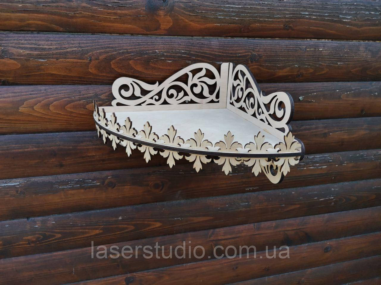 Дерев'яний іконостас під різні розміри ікон. Полиця для ікон з дерева. Кутовий іконостас 38*27см, фото 1