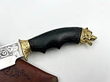 Ніж ручної роботи для полювання та риболовлі туристичний «Ведмідь #16» зі шкіряними піхвами нескладний 95х18, фото 6