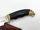 Ніж ручної роботи для полювання та риболовлі туристичний «Кельтський ведмідь #5» зі шкіряними піхвами нескладний 95х18, фото 4