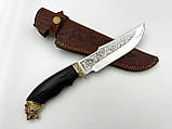 Ніж ручної роботи для полювання та риболовлі туристичний «Кельтський ведмідь #5» зі шкіряними піхвами нескладний 95х18, фото 5