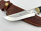 Ніж ручної роботи для полювання та риболовлі туристичний «Кельтський ведмідь #5» зі шкіряними піхвами нескладний 95х18, фото 2