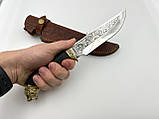 Ніж ручної роботи для полювання та риболовлі туристичний «Кельтський ведмідь #5» зі шкіряними піхвами нескладний 95х18, фото 6