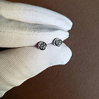 Серьги гвоздики с бриллиантами, диаметр 4 мм