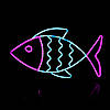 Неонова вивіска "Риба" 400х235 мм синьо-фіолетова з диммером і блоком живлення, фото 3
