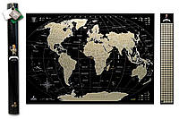 Черная скретч карта мира My Map Perfect World (английский язык) в тубусе