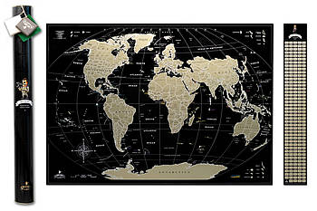 Чорна скретч-карта світу без росії My Map Perfect World (англійська мова) в тубусі