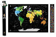 Чорна скретч-карта світу без росії My Map Perfect World (англійська мова) в тубусі, фото 2