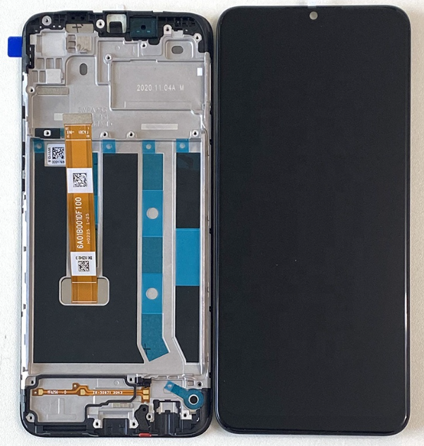 Дисплей OPPO A15/A15s модуль в зборі з тачскріном та рамкою, чорний