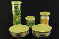 Харчові контейнери, ємності для круп сипких із кришками Glassware