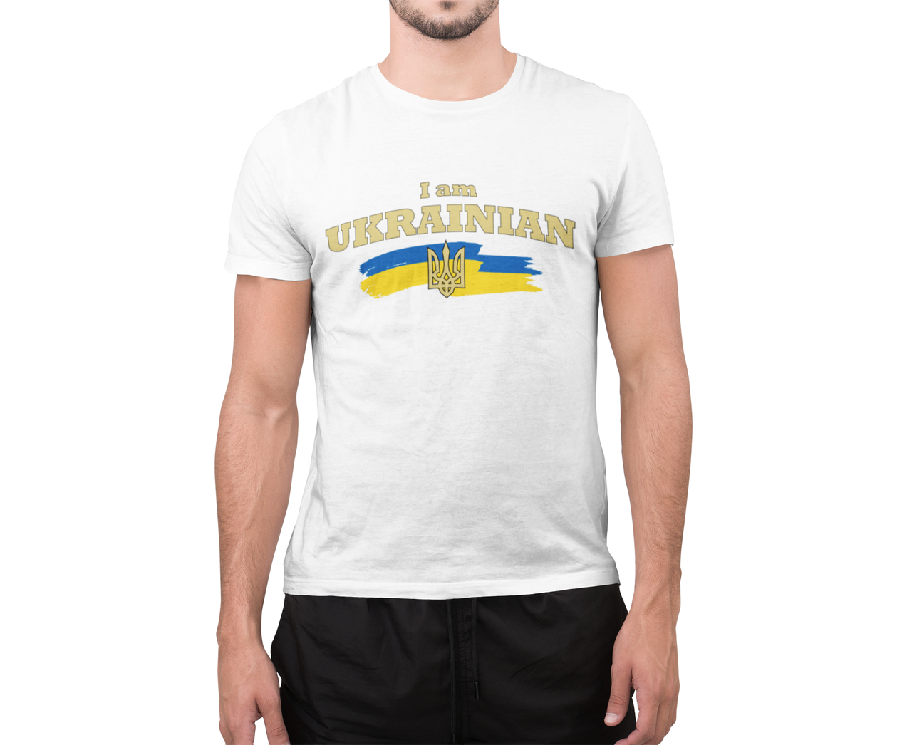 Чоловіча біла футболка з написом I'M UKRAINIAN