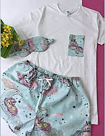 Хлопковая пижама женская в единороги Домашняя одежда Одежда для сна