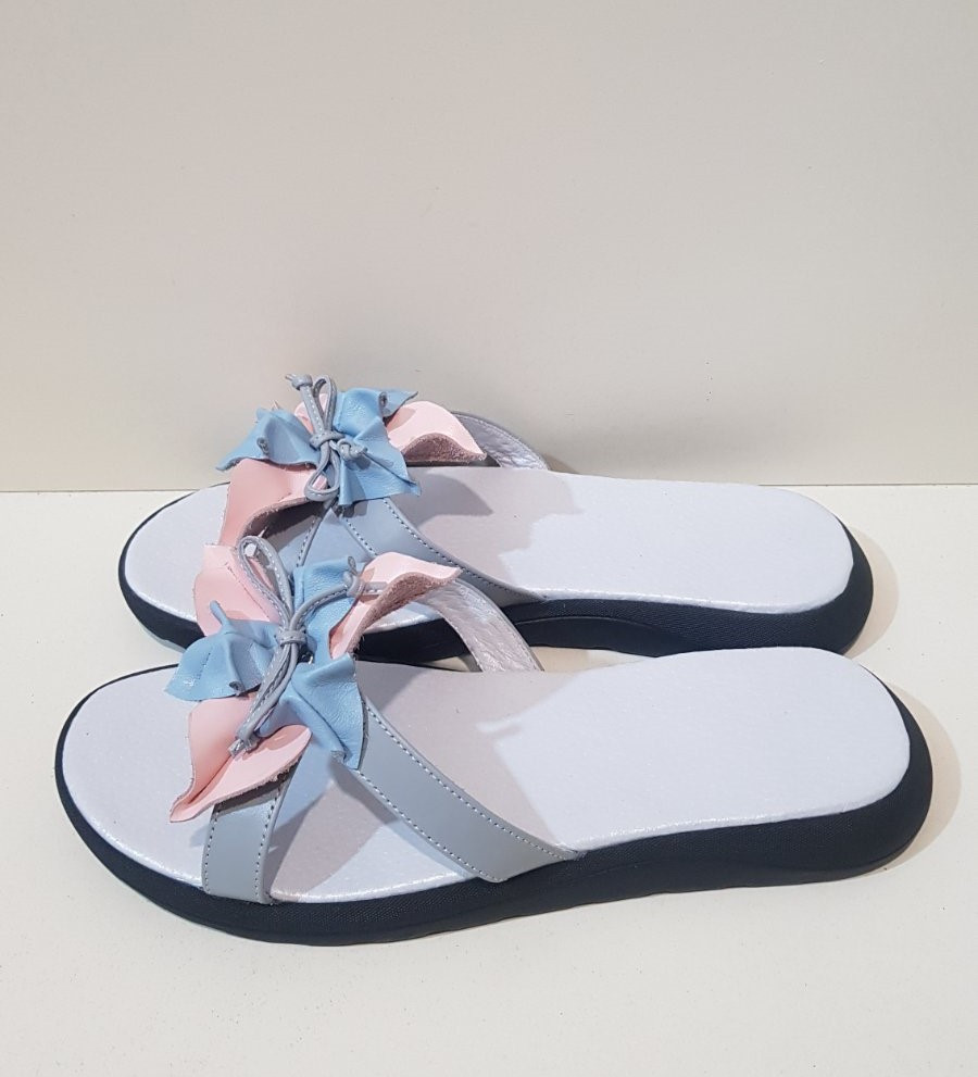 STTOPA Розміри 40-45. Шльопанці великих розмірів шкіряні. 121-4045 Сірі Рожеві Блакитні, фото 1