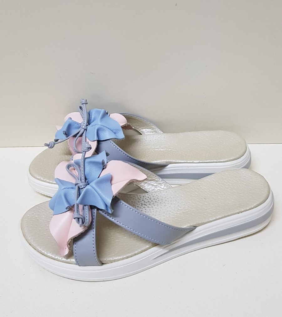 STTOPA Розміри 36-41. Шльопанці великих розмірів на широку стопу шкіряні. 121-3641 Рожеві Сірі Блакитні, фото 1