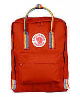 Рюкзаки kanken fjallraven оригінал сумка канкен Веселка портфель ранець Rainbow з райдужними ручками Водонепроникна тканина, Кишеня для ноутбука, Сумісний з форматом А4, Міський, Червоний