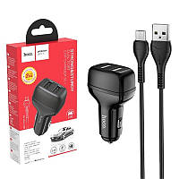 Автомобільний зарядний пристрій Hoco Z36 Leader (2USB/2.4 A) + Micro чорний