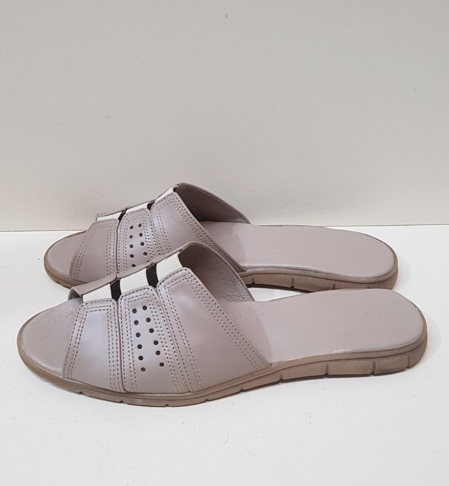 STTOPA Розміри 40-45. Шльопанці великих розмірів на широку ногу шкіряні. 122-4045 Бежеві, фото 1