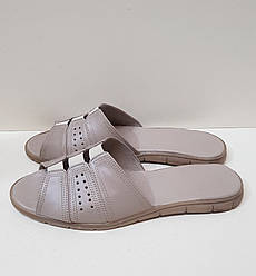 STTOPA Розміри 40-45. Шльопанці великих розмірів на широку ногу шкіряні. 122-4045 Бежеві