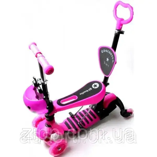 Самокат Scooter Божа корівка 4in1 Pink (4-х колісний)