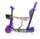 Самокат Scooter 5в1 з малюнком Фіолетовий Квітка, фото 4