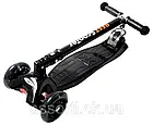 Дитячий самокат MAXI Black Складна ручка, фото 2
