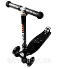 Дитячий самокат MAXI Black Складна ручка, фото 3