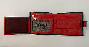 Чоловічий портмоне «Bond Non» чорно червоного кольору з застібкою на кнопку