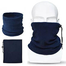 Зимова багатофункціональна флісова маска бафф шарф, темно-синій