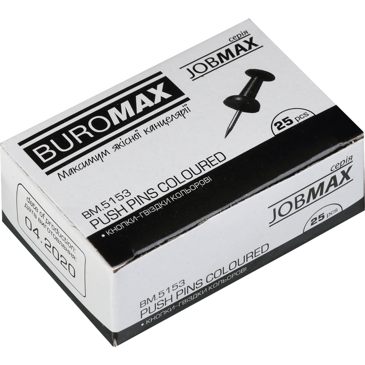 Кнопки-цвяшки кольорові, JOBMAX, 25 шт. в карт.коробці