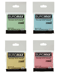 Блок паперу для нотаток з клейким шаром, JOBMAX, 76х76 мм, 80 арк., 2 кол.асорті