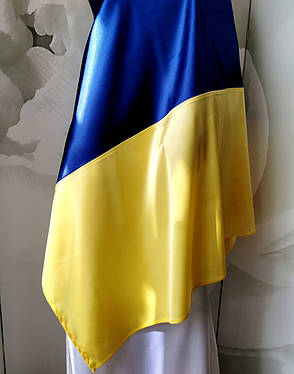 Прапор України атласний великий, 140 на 90 см, з кишенею під держак, фото 2
