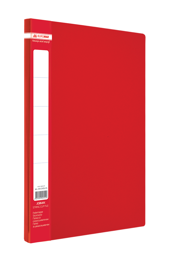 Папка пластикова з боковим притиском, JOBMAX, A4 , червона, фото 1