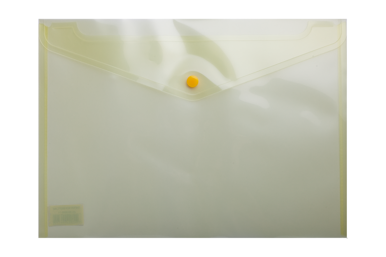 Папка-конверт, на кнопке, А4, глянцевый полупроз.пластик, желтая (ID ...