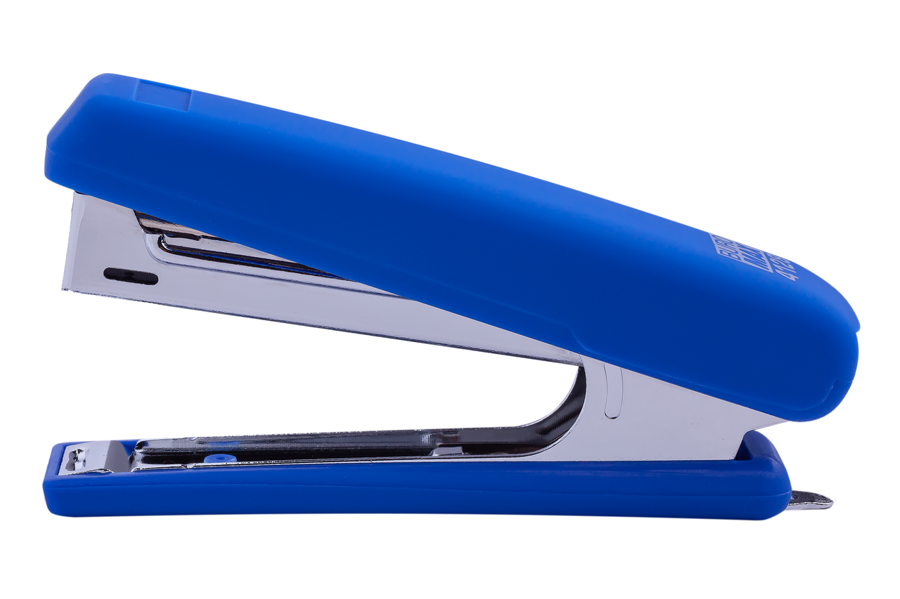 Степлер пластиковий, RUBBER TOUCH, 12 арк., (скоби №10), 107х25х54 мм, синій, фото 1
