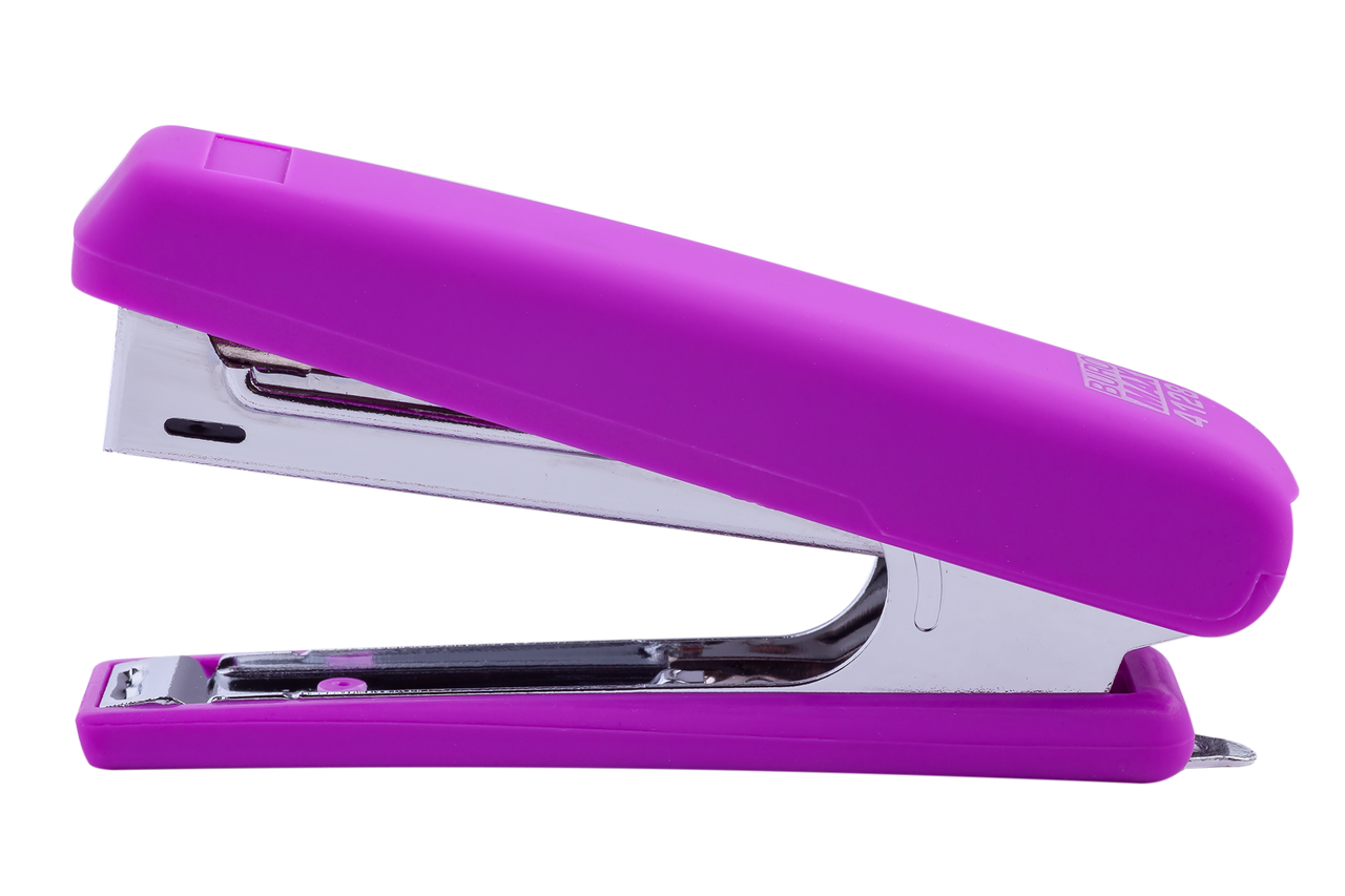 Степлер пластиковий, RUBBER TOUCH, 12 аркушів, (скоби №10), 107х25х54 мм, фіолетовий, фото 1