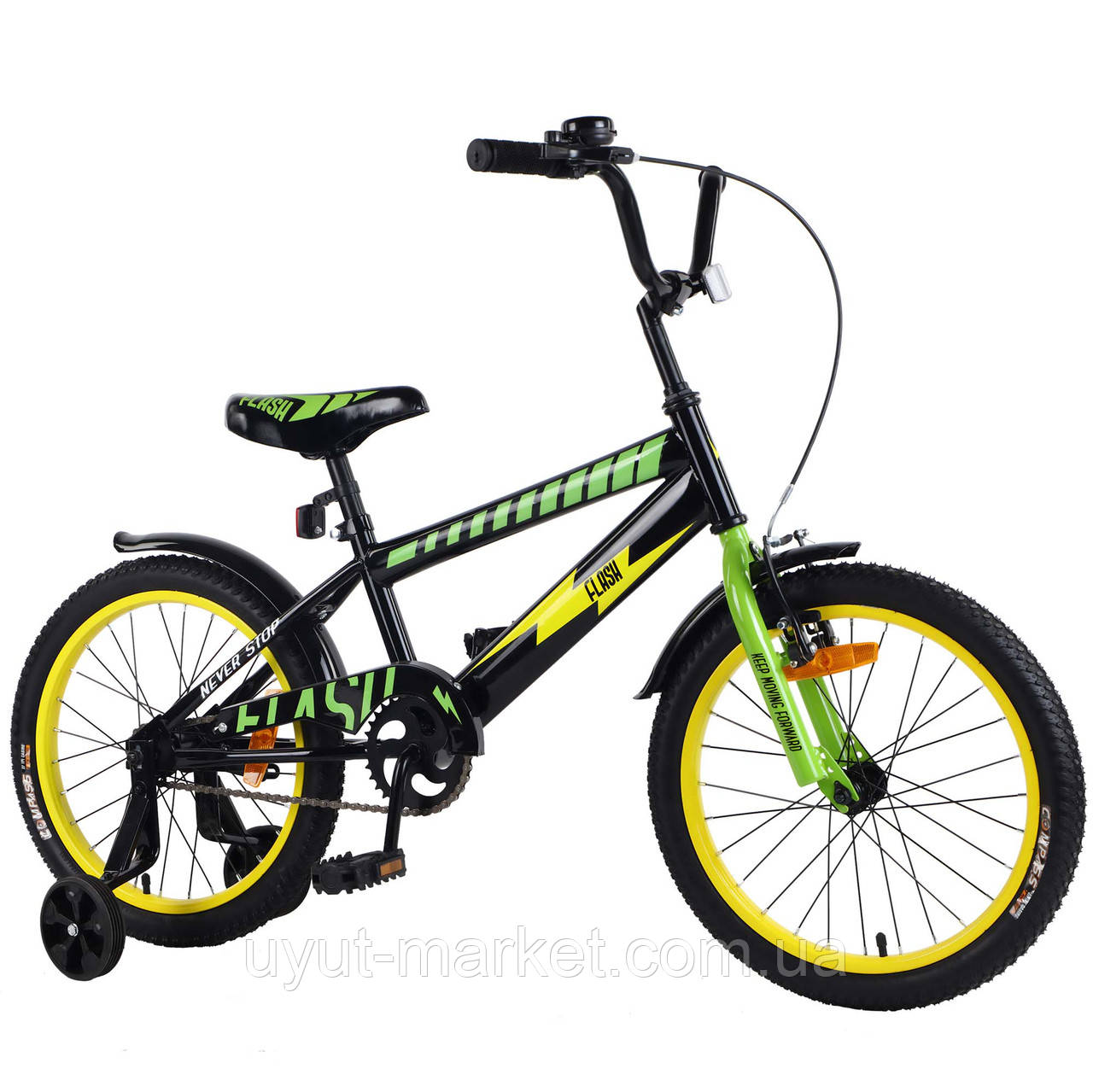 Двоколісний дитячий велосипед 18" від 5-7 років TILLY FLASH T-21848 жовто/зеленый - фото 2 - id-p1171470090