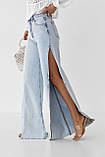 Трендові джинси з високими бічними розрізами Demin Lofty — блакитний колір, 40р (є розміри), фото 7